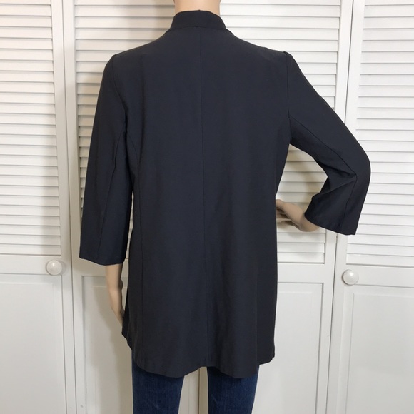 EILEEN FISHER Stretch-Crêpe Dark Gray Cardigan Medium Petite - Picture 7 of 12